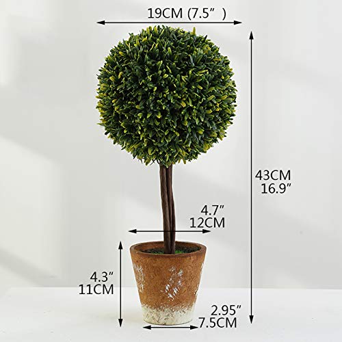 Mini plantes artificielles vertes en pot céramique topiaire de 43 cm - 3
