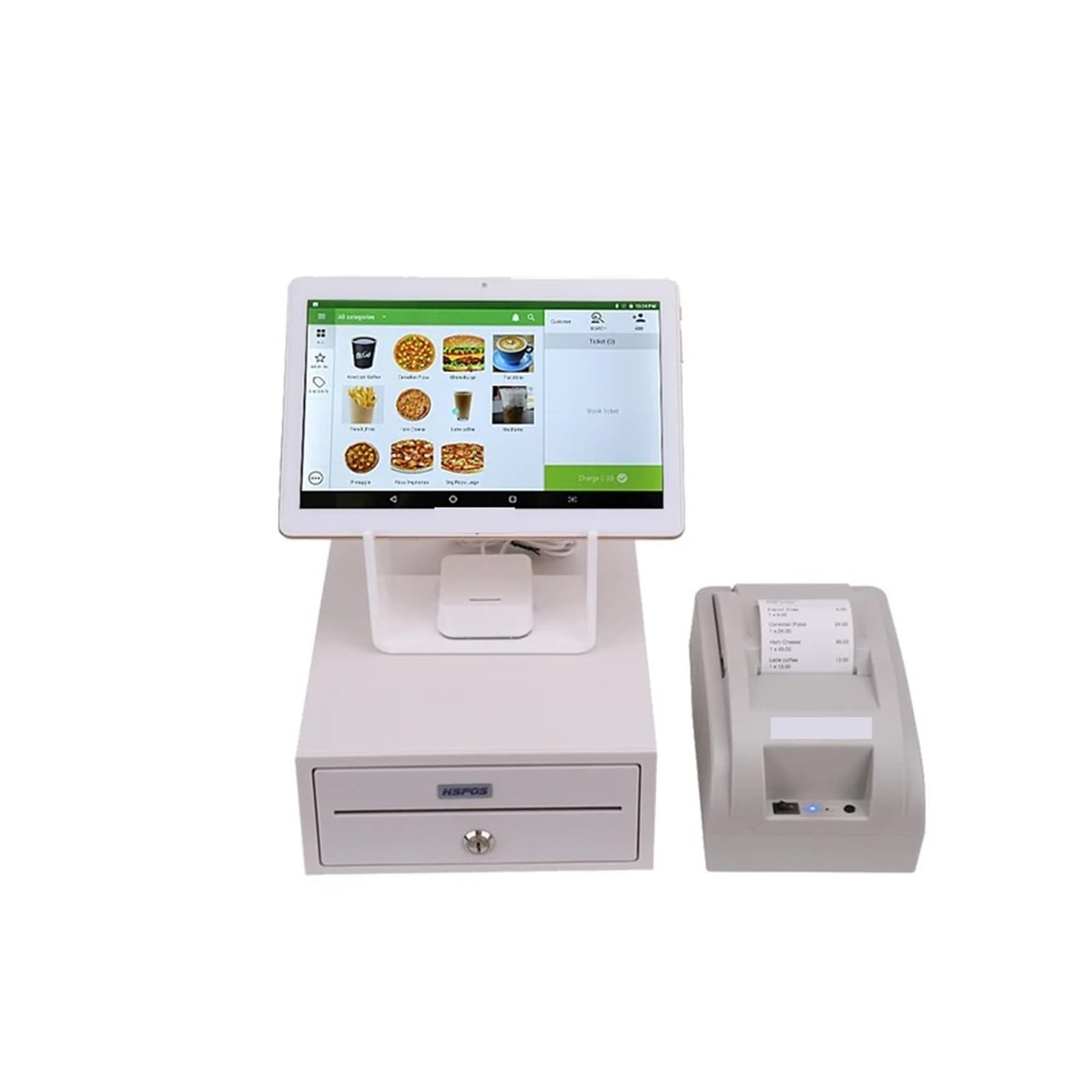 Caja registradora, Sistema POS de 10 Pulgadas con Impresora y Caja registradora con Software, para comercios (HS-003)