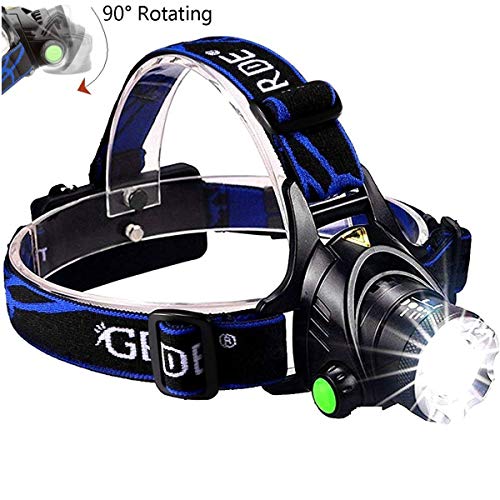 Newest LED Headlamp 2200Lumen, Zoomable 3 Modes Super Bright Headlight with Rechargeable Batteries,Wall