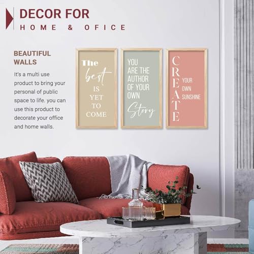 Image of kotart - Motivational Wall Decor Paintings| Painting for wall Hanging | Quotes Wall Decor Paintings | Motivational Quotes Poster With Frame | Wall Hanging Painting For Office Living Room Bedroom Set of 3 (13x25 inch, E)