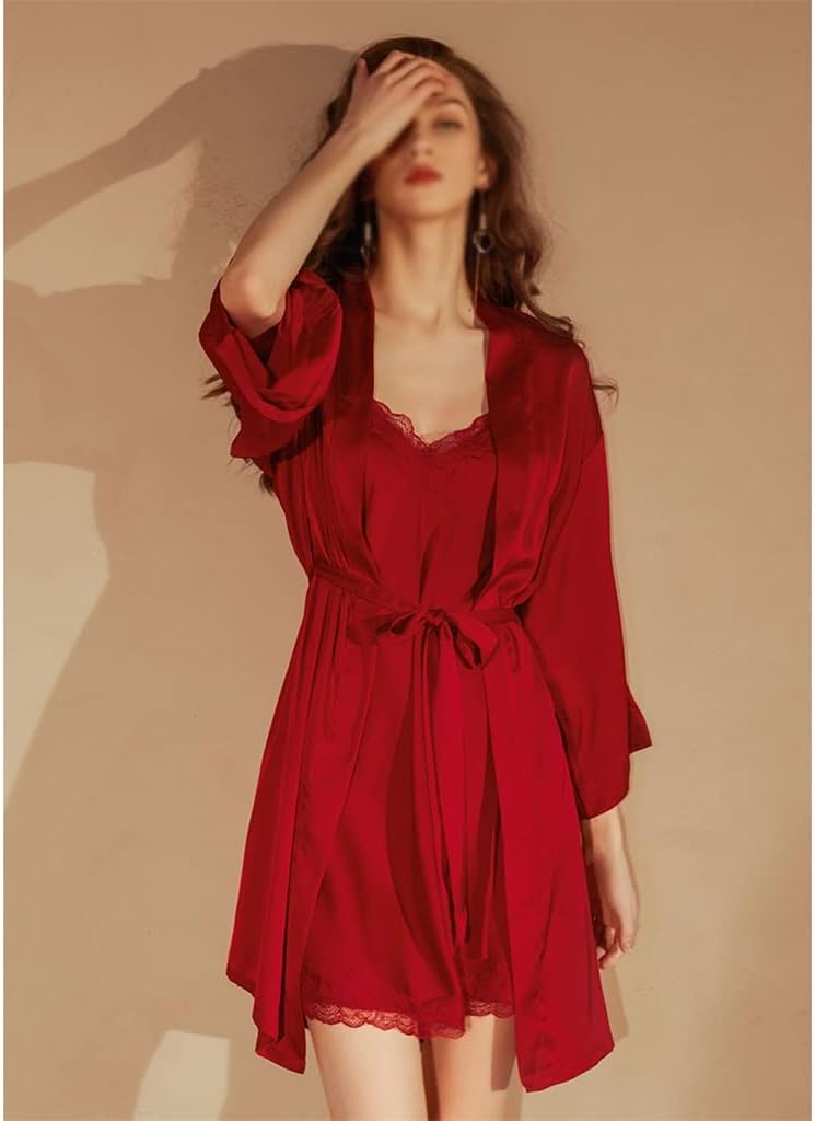 Nightwear Women's Spring, Autumn and Sexy Ice Thin Lace Sling Pajamas
