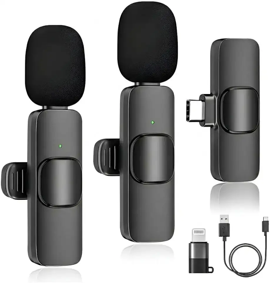 Microfone de Lapela Sem Fio Profissional Premium Ideal para Podcast, YouTube, Influenciadores e TikTok Alta Sensibilidade, Redução de Ruídos Tipo-C