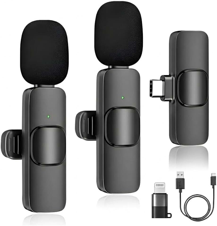 Microfone de Lapela Sem Fio Profissional Premium Ideal para Podcast, YouTube, Influenciadores e TikTok Alta Sensibilidade, Redução de Ruídos Tipo-C