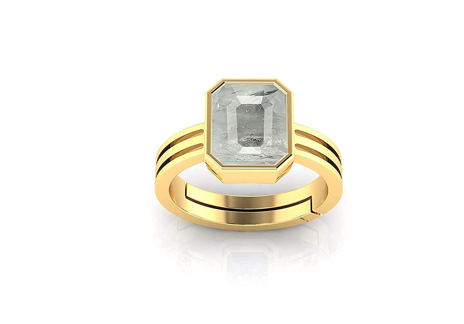 16.25 Ratti Certified Unheated Untreated Natural panchdhatu Adjaistaible Gold Ring White Sapphire Pukhraj Loose Gemstone for Women and Men-image-23