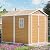 CDCASA 8x6 FT Resin Storage Shed, Waterproof Large Outdoor Shed with Floor & Lockable Door & Window & Vents, Plastic Tool Shed for Backyard, Patio, Poolside, Lawn, Wood Grain - Brown
