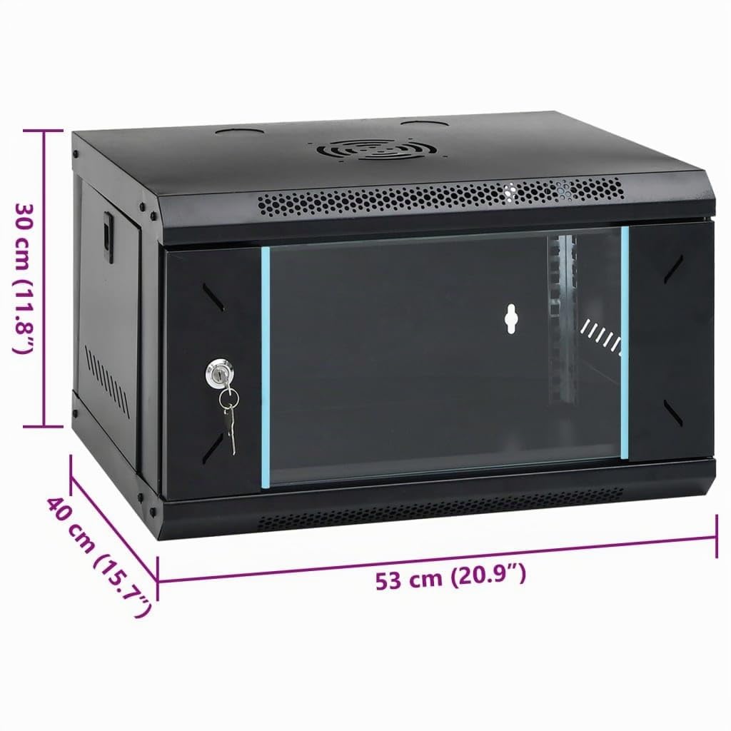 Armoire Réseau, Armoire Serveur Baie de Serveur Coffret Boit de Réseaux Mural 6U 19" IP20 53x40x30 cm