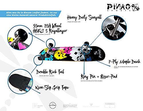 Skateboard PiNAO Sports Nalu für Kinder mit Arcade-Design