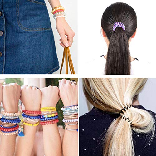 Qy 12Pcs New Version Bright Colorful Patterns Cloth Plastic Spiral Coil Wrist Band Key Ring Chain #TOP7