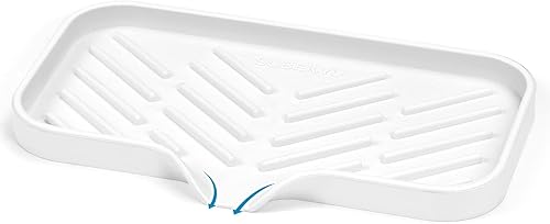 SUBEKYU Bandeja de jabón de cocina de silicona bandeja de fregadero para encimera de cocinabotellas de jabón soporte de esponja y organizador con
