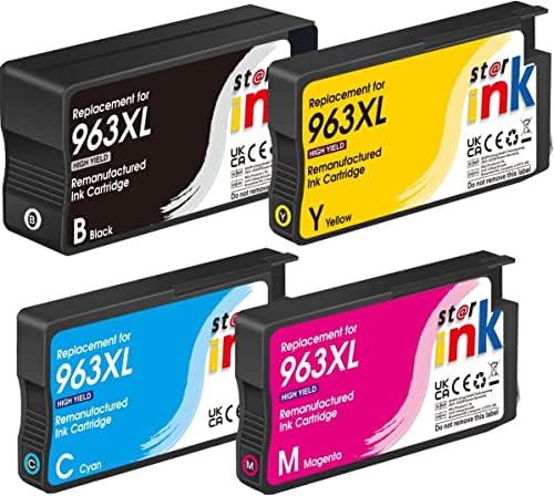 963XL Ink Cartridges Multipack Remanufactured for HP 963XL 963 Ink Cartridges with HP OfficeJet Pro 9010 9016 9022 9025 9019 9020 9013 9012 9014 9015 Black Cyan Magenta Yellow 4-Pack