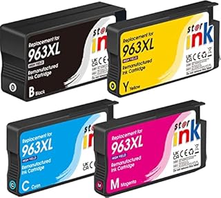 963XL Ink Cartridges Multipack Remanufactured for HP 963XL 963 Ink Cartridges with HP OfficeJet Pro 9010 9016 9022 9025 9019 9020 9013 9012 9014 9015 Black Cyan Magenta Yellow 4-Pack
