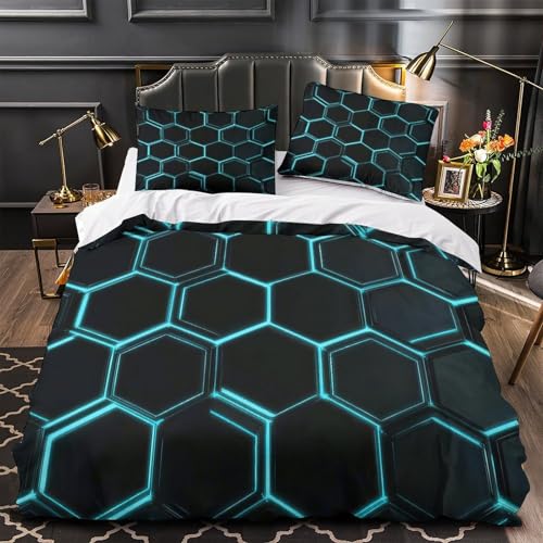 Lumières hexagonales parure de lit microfibre 140x200 drap néon