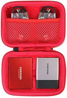 co2CREA Twarde etui podróżne twarde etui do Samsung T7 / T7 Touch przenośny zewnętrzny dysk SSD (pojedyncze pudełko) (do T7 / T7 Touch, 2 w 1 Czarny + Wnętrze Niebieskie)