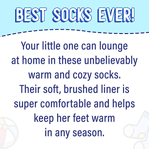 Hot Feet Toddler Boys And Girls Crew Warm Thermal 5/6 Pack Socks W/Soft Thick Brushing Inside, Large, Women, Christmas Blue #TOP6