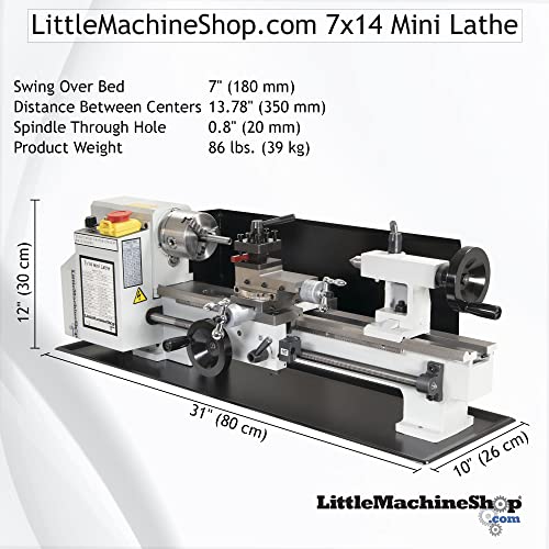 Mini Metal Lathe 7"X14" - Variable Speed Mini Lathe That Includes 3" 3-Jaw Chuck, 2 Sets Of Jaws, And Chuck Key, Littlemachineshop.com (1014) #TOP3