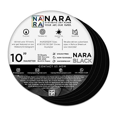 Papel de tinta de alcohol NARABLACK círculo de 25 cm para pintura abstracta