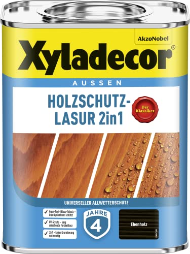 Xyladecor Holzschutz-Lasur 2in1 Universeller Allwetter-Schutz Der Klassiker Ebenholz 750 ml
