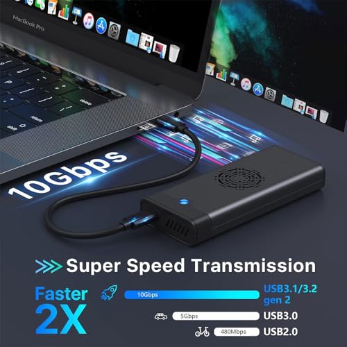 Caja externa para disco M.2 SSD con ventilador USB 3.1 aluminio miniatura 4