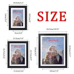 Giftgarden Multi Black Picture Frames with Mat for Multiple Sizes Photos Four 4×6 Four 5×7 Two 8×10 for Gallery Photo Frame Collage Wall or Tabletop Display Assortment Pack of 10