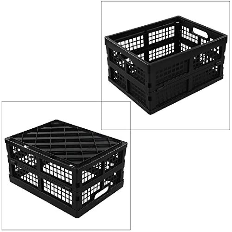 3-Pack 15 L Plastic Folding Storage Baskets, Collapsible Storage Crates, Black