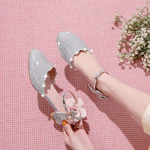 Little/Big Kid Girls Sandals Low Heel Dress Close Toe Sandals Flower Wedding Party Toddler Girl Slip on2