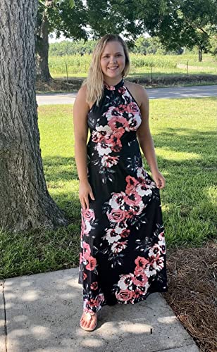 Image of STYLEWORD Women's Summer Floral Halter Maxi Dress Vacation Semi Formal 2026