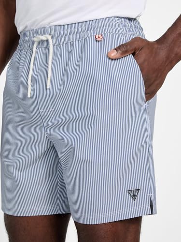GUESS Striped Seersucker Swim Trunks3