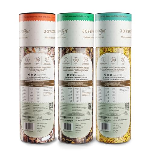 Image of JoySpoon Mukhwas Combo| Almond Delight, Calcutta Paan & Digestive Fiesta| Supari Free Traditional Indian Mouth Freshener| After-Meal Digestive | No Artificial Colour & Preservative| Pack of 3x100g