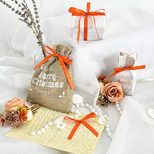 TONIFUL 3/8 Inch x 100yds Orange Satin Ribbon Thin Solid Fabric Ribbons Roll for Gift Wrapping Invitation Floral Hair Balloons Craft Sewing Party Wedding Popsicles Decoration Valentine's Day Bouquet - Image 4