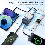 Banque d'énergie sans fil magnétique 26800mAh, PD 22.5W Chargeur portable de charge rapide de type C 5 Sorties, Batterie Pack pour Magsafe Construit en Câbles avec Stand LED Affichage pour iPhone 17/16/15/14/13/12-Blue