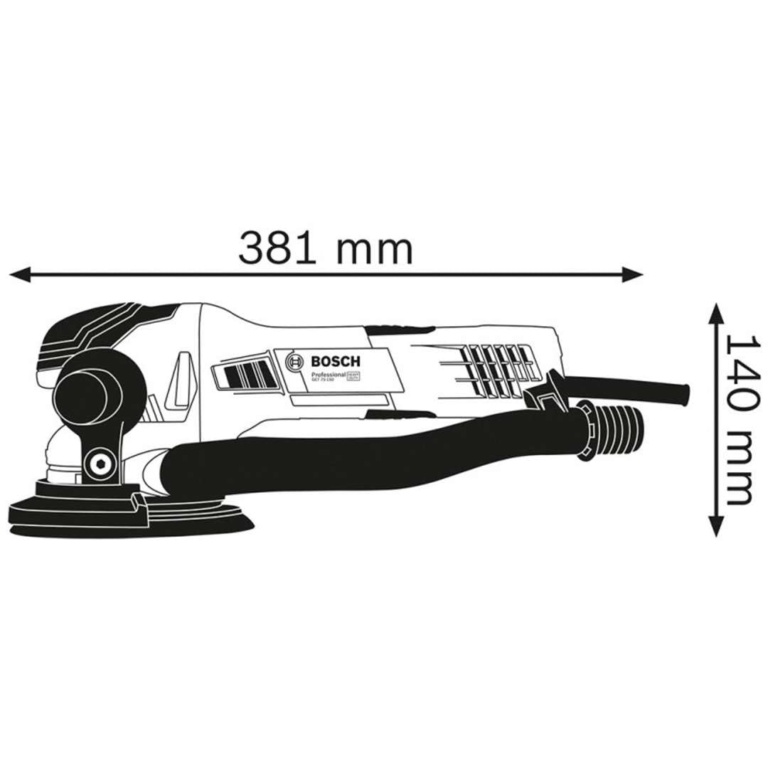 Bosch Professional GET 75-150 Eksantrik Zımpara (750 W, Zımpara tabanı çapı: 150 mm, 3.300-7.300 dev/dak)