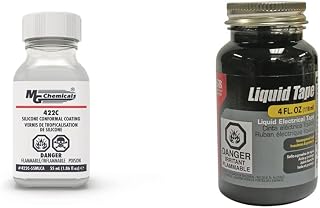 MG Chemicals 422C Conformal Coating - Silicone with UV Indicator & Gardner Bender 07315001126 LTB-400 Liquid Electrical Tape, Easy-on, Waterproof, Indoor/Outdoor Use, 4 Oz. Jar, Black, Bottle, 4 Ounce