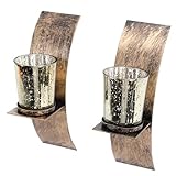 RASTKY Rustikaler Wand-Teelichthalter aus Metall, Elegante Vintage-Kerzenleuchter aus Eisen für den...