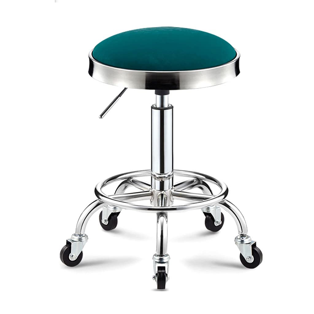 GTHTUHFD Round Rolling Office Stool Adjustable Height Swivel Stool, Salon Stool Drafting Stools Chair With Wheels And Wider Round Seat For Spa Esthetician Studio Blue,Green