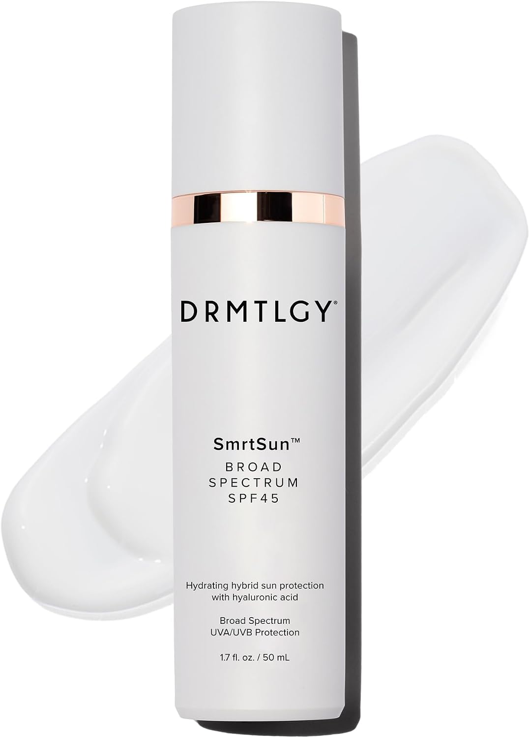 DRMTLGY SmrtSun Broad Spectrum SPF 45 Anti-Aging Sunscreen – Hybrid Zinc Oxide UV Protection with Hyaluronic Acid & Niacinamide – Lightweight, Non-Greasy, Fragrance-Free Face Sunscreen – 1.7 oz