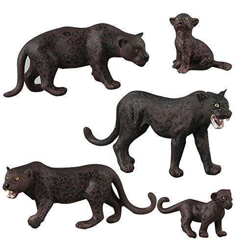 Fantarea Realistic Wildlife Animal Figures Panther Animal Model Figurines Party Favors School Project Classroom Reward Cognitive Toys for 5 6 7 8 Years Old Boys Girls Kid(5 PCS)