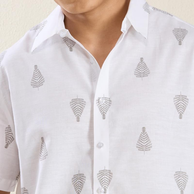 Image of MARK & ALBERT Men's Half Sleeve Linen Slim Fit Shirt