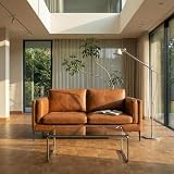 Furnhouse Valencia 2-Sitzer Sofa | 100% Echtleder mit Taschenfederkern | 157 cm Breite Cognac Braun – Skandinavis ...