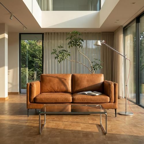 Furnhouse Valencia 2-Sitzer Sofa | 100{8707d63656e8c5ff1b1530b86ff04dad51337f48744eb2d2649c144bde0ee512} Echtleder mit Taschenfederkern | 157 cm Breite Cognac Braun – Skandinavisches Design