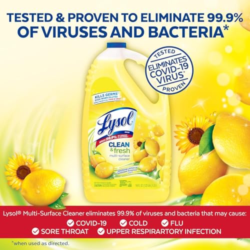 Lysol Multi-Surface Cleaner, Sanitizing and Disinfecting Pour, to Clean and Deodorize, Sparkling Lemon and Sunflower Essence, 144 Fl Oz - Image 5
