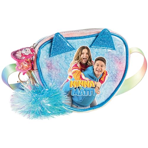 Bolso Rainbow de corazón rosa Ninna e Matti, el regalo infantil perfecto con pompón