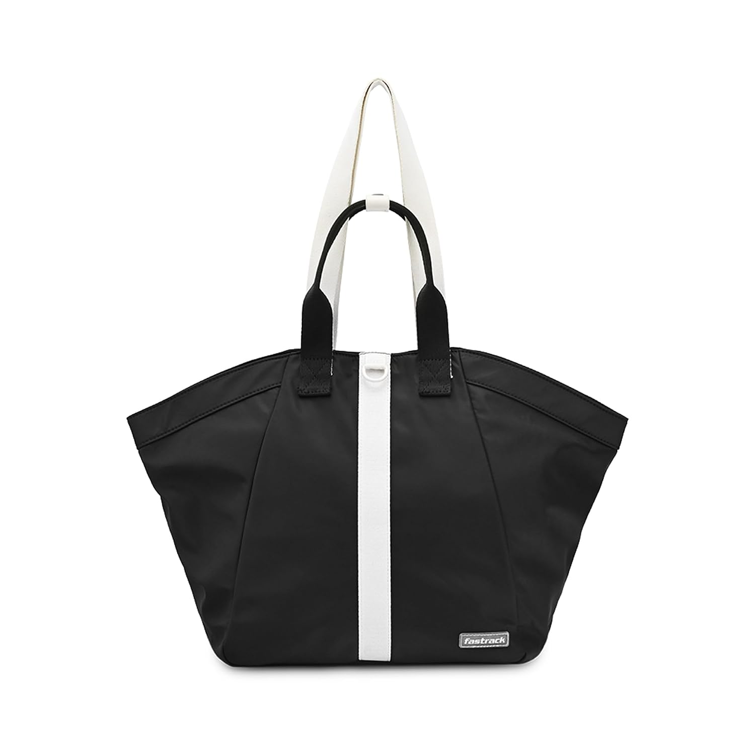 Fastrack Black & White Tote Bag for Women | Large Nylon Tote with Zipper Closure, Webbing Strap, Internal Utility Pockets...