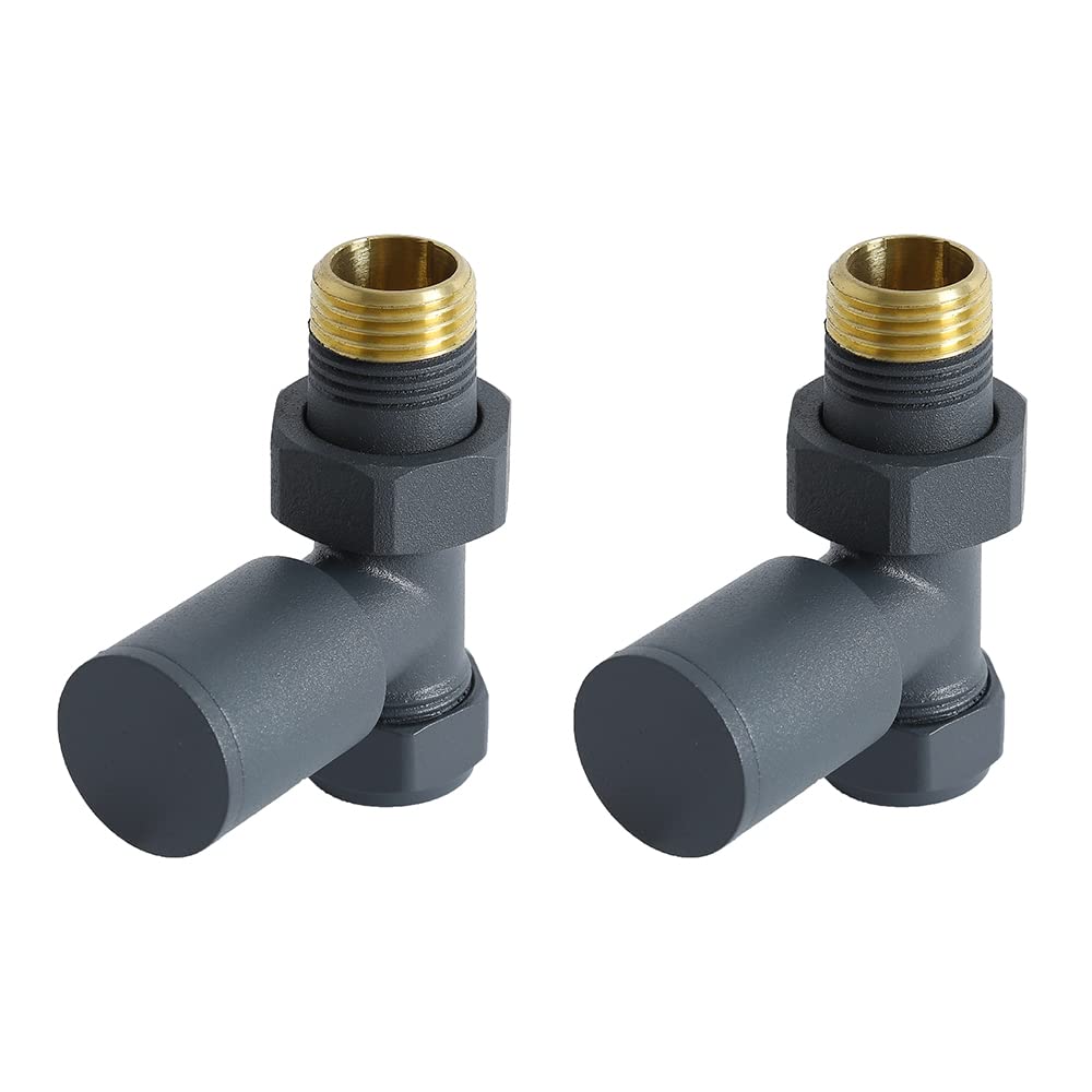 Milano Anthracite - Straight 15Mm Anthracite Straight Heated Towel Rail Radiator Valves