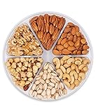 Holiday Fruit and Nuts Gift Basket, Gourmet Food Gift Prime Delivery ,Healthy Fresh Gift Idea For Christmas, Thanksgiving, Mothers , Fathers and Mother`s Day , And Birthday(6 Cell Nuts)
