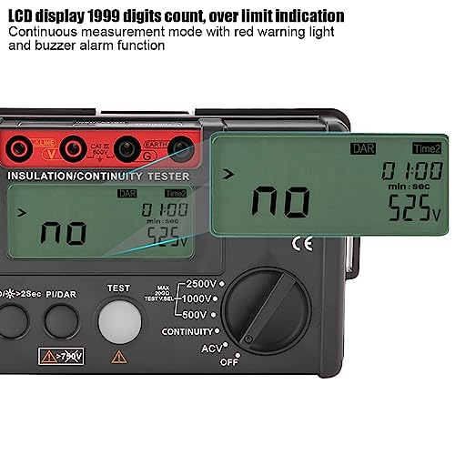 Image of Testing Meter Handheld Megohmmeter Tester Auto Range Data Logger Insulation Tester for Industry for Indoor Outdoor for Electrician