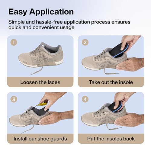 Image of FOVERA Two Layer Anti-Wrinkle Shoe Protection Guards with Gel Comfort Layer Inside - Shoe Crease Indentation Protector for Safety & Comfort - Shoe Crease Decreaser (Black, Small - 5 to 8 UK, 1 Pair)