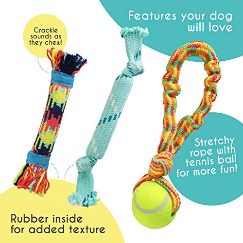 rocket-rex-3-Pack-Dog-Toy-Set-Dog-Rope-Toys-Small-to-Medium-Breeds-Stretchy-Dog-Toy-Tug-Rope-Tug-of-War-Toy-Rubber-and-Crackle-for-Extra-Chewing-Fun-Dog-Stocking-Stuffer rocket rex 3 Pack Dog Toy Set Dog Rope Toys Small to Medium Breeds Stretchy Dog Toy Tug Rope Tug of War Toy Rubber and Crackle for Extra Chewing Fun Dog Stocking Stuffer