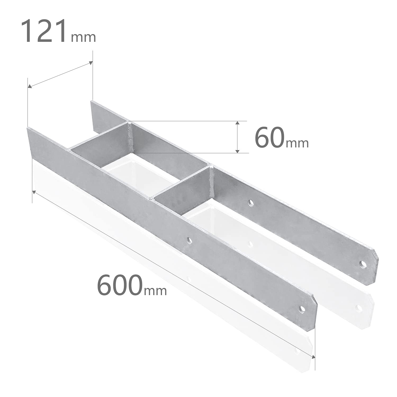 Palo ad H da 121 mm, 6 pali, durevoli, 121 x 600 x 60 mm, pali quadrati in legno per recinzioni di carport