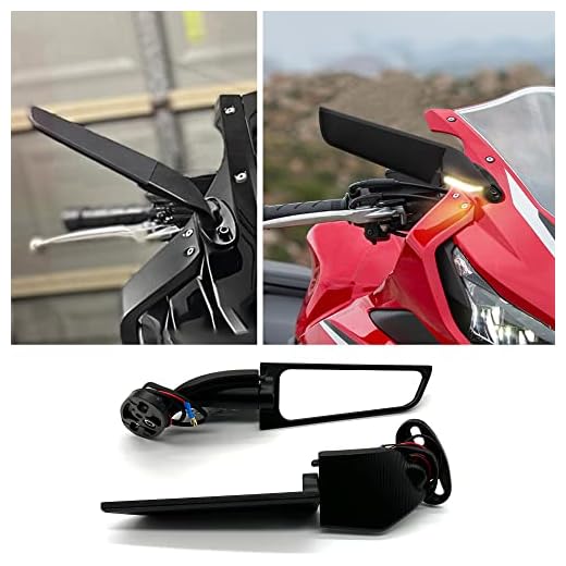 KonerStone Espejo lateral giratorio para motocicleta con señal de giro integrada para Hon-da, Suzuki, BMW, Ya-ma-ha, Ka-wa-sa-ki, Aprilia CBR1000RR CBR600RR Hayabusa ZX-6R GSXR600 GSXR750 Espejo