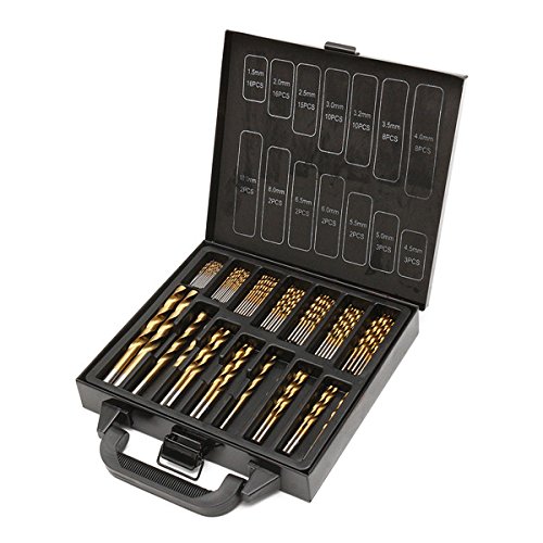 EsportsMJJ 99Pcs 1.5-10 mm Titanio Recubierto HSS Brocas Helicoidales Conjunto